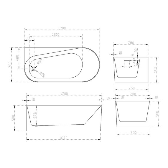 Ванна акриловая Abber AB9496-1.7 L 170x78 см фото 9