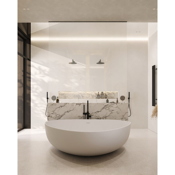 Ванна отдельностоящая Abber Stein 180x130 см AS9608, белый матовый фото 8