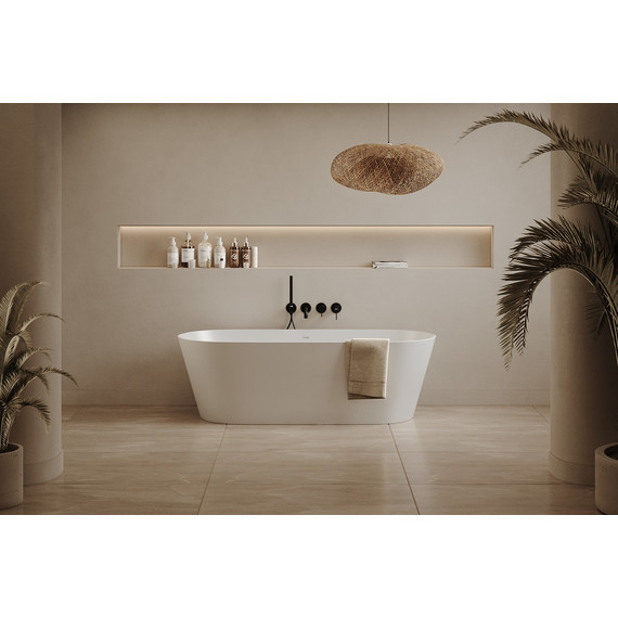 Ванна отдельностоящая Abber Stein 165x70 см AS9622, белый матовый фото 8