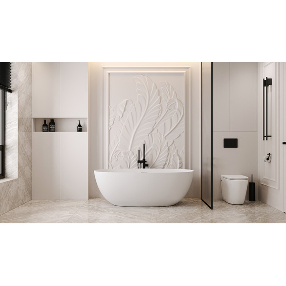 Ванна отдельностоящая Abber Stein 160x75 см AS9624-1.6, белый матовый, Размер - мм: 1600х750 фото 8