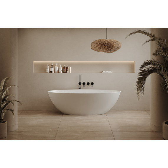 Ванна отдельностоящая Abber Stein 160x75 см AS9625-1.6, белый матовый, Размер - мм: 1600х750 фото 8