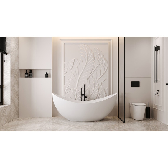 Ванна отдельностоящая Abber Stein 180x80 см AS9633, белый матовый фото 8