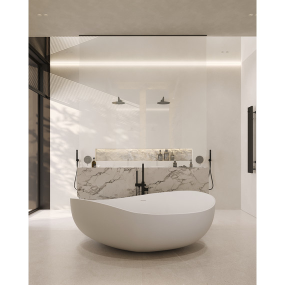 Ванна отдельностоящая Abber Stein 180x110 см AS9639, белый матовый фото 8