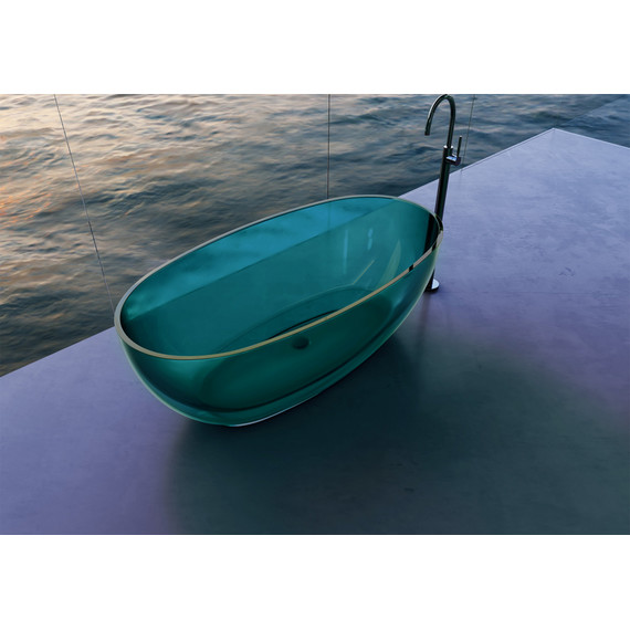 Ванна прозрачная Abber Kristall 170x75 см AT9703Aquamarin, бирюзовый фото 4