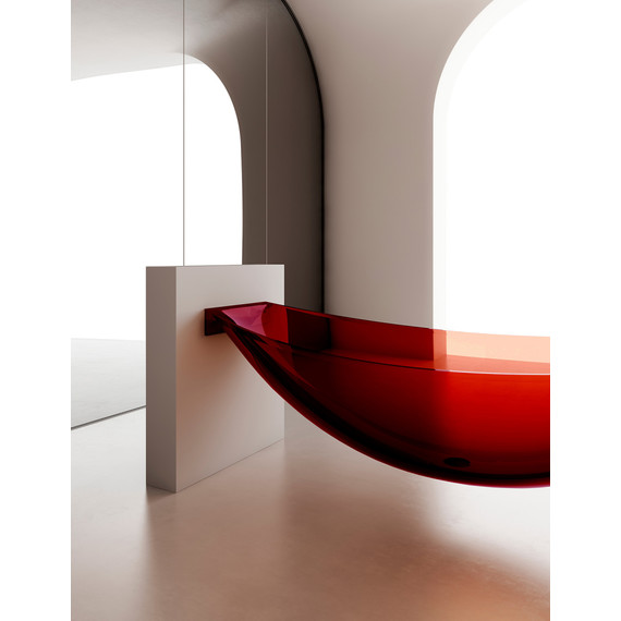 Ванна прозрачная подвесная Abber Kristall 180x80 см AT9704Rubin, красный фото 4