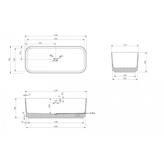 Ванна отдельностоящая Abber Stein 170x75 см AS9663Violett, фиолетовый фото 10