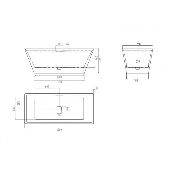 Ванна отдельностоящая Abber Berlin 170x75 см AM9912 фото 12