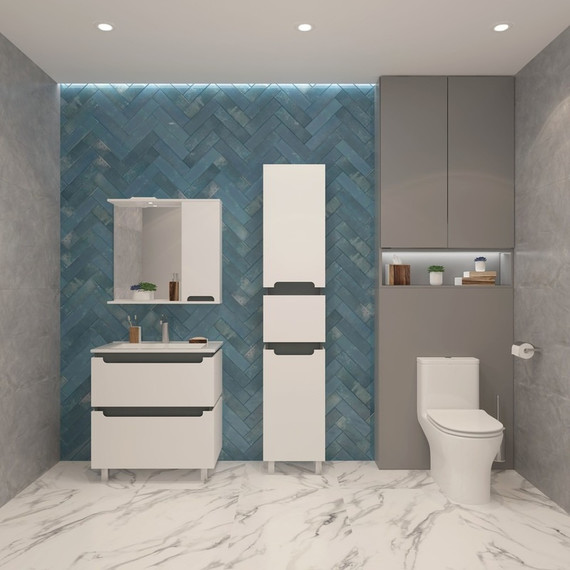 Пенал напольный EvaGold Vesta 40 см EG010420, белый/графит - 2 Пенал напольный EvaGold Vesta 40 см EG010420, белый/графит фото 2