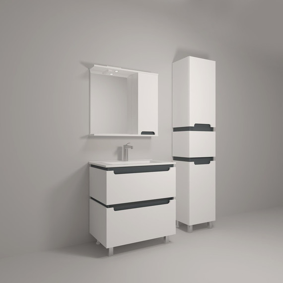 Пенал напольный EvaGold Vesta 40 см EG010420, белый/графит - 6 Пенал напольный EvaGold Vesta 40 см EG010420, белый/графит фото 6