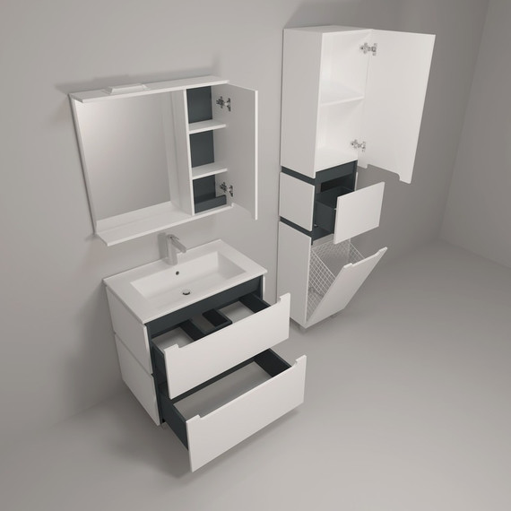 Пенал напольный EvaGold Vesta 40 см EG010420, белый/графит - 7 Пенал напольный EvaGold Vesta 40 см EG010420, белый/графит фото 7