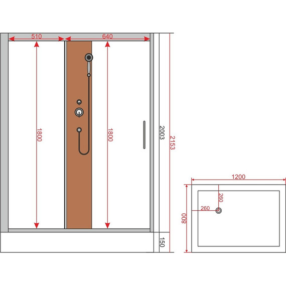 Душевое кабина EvaGold 120x80 см EG210020, хром/прозрачное - 2 Душевое кабина EvaGold 120x80 см EG210020, хром/прозрачное фото 2