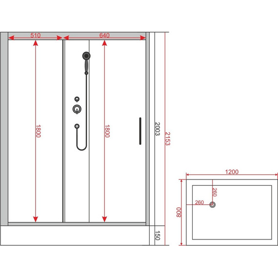 Душевое кабина EvaGold 120x80 см EG210023, хром/прозрачное - 2 Душевое кабина EvaGold 120x80 см EG210023, хром/прозрачное фото 2