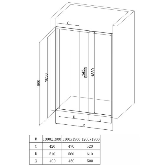Душевая дверь EvaGold 110 см EG220021, чёрный/прозрачное - 4 Душевая дверь EvaGold 110 см EG220021, чёрный/прозрачное фото 4