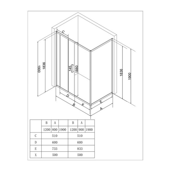 Душевое ограждение EvaGold 120х90 см EG220024, хром/прозрачное фото 4