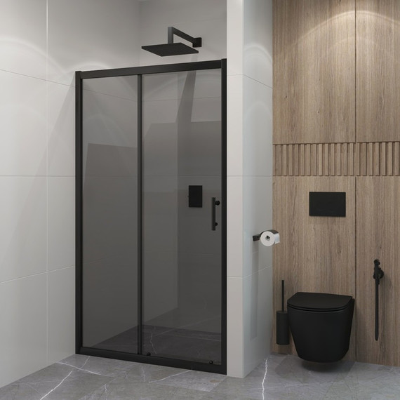 Душевая дверь EvaGold 120 см EG220055, чёрный/тонированное -  Душевая дверь EvaGold 120 см EG220055, чёрный/тонированное фото