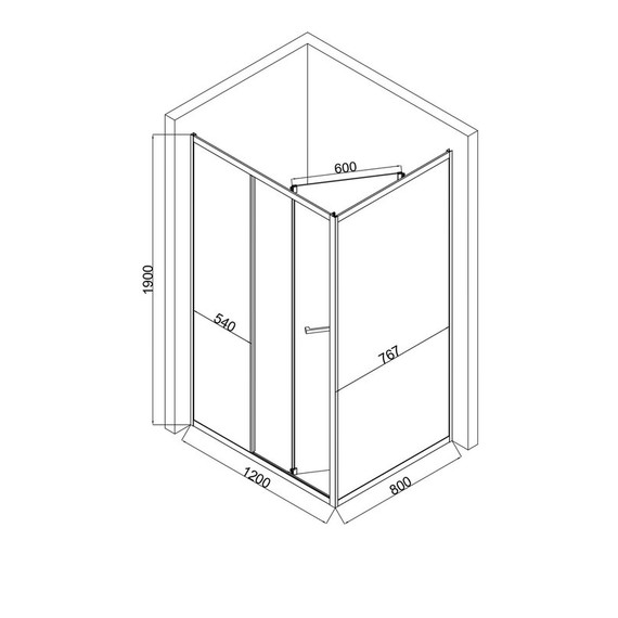 Душевое ограждение EvaGold 120х80 см EG220080, хром/прозрачное фото 3