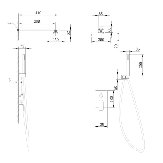 Душевая система для душа Abber Emotion AF8818B, черный матовый - 3 Душевая система для душа Abber Emotion AF8818B, черный матовый фото 3