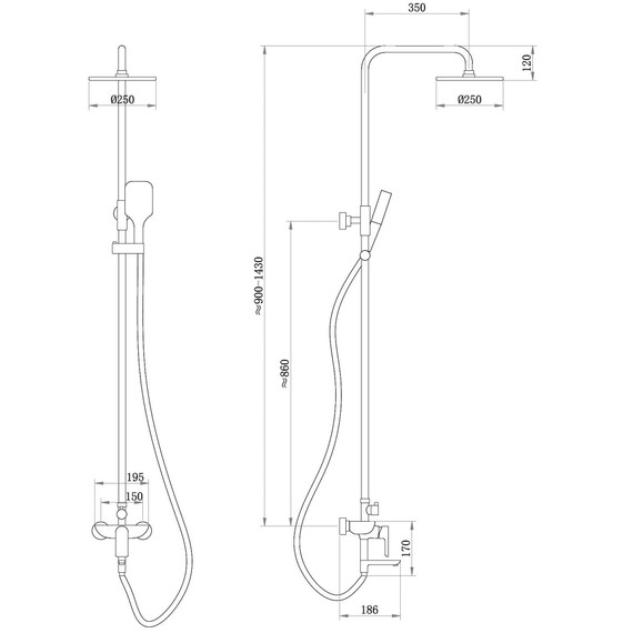 Душевая стойка Abber Emotion AF8816B, чёрный матовый, Цвет производителя: чёрный матовый - 2 Душевая стойка Abber Emotion AF8816B, чёрный матовый, Цвет производителя: чёрный матовый фото 2