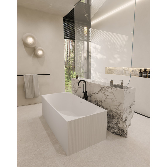 Ванна каменная Abber Stein 170x75 см AS9603, белый матовый фото 9