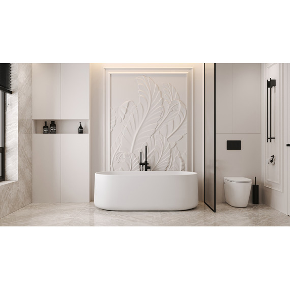 Ванна каменная Abber Stein 170x75 см AS9607, белый матовый фото 9