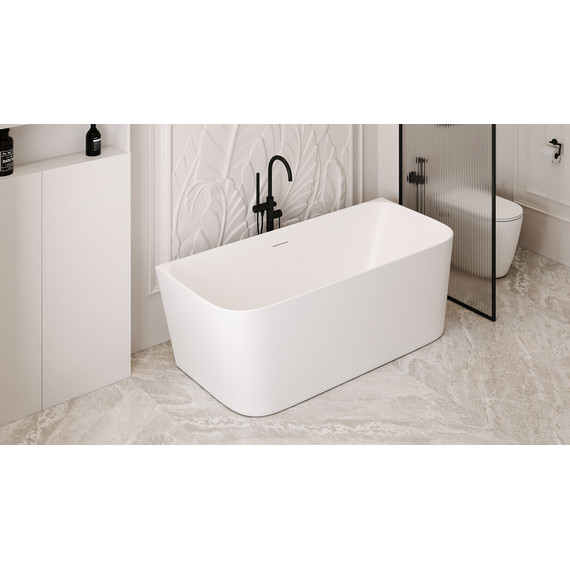 Ванна каменная Abber Stein 170x75 см AS9617, белый матовый фото 9