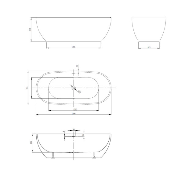 Ванна отдельностоящая Abber 180x80 см AB9263-1.8 фото 13