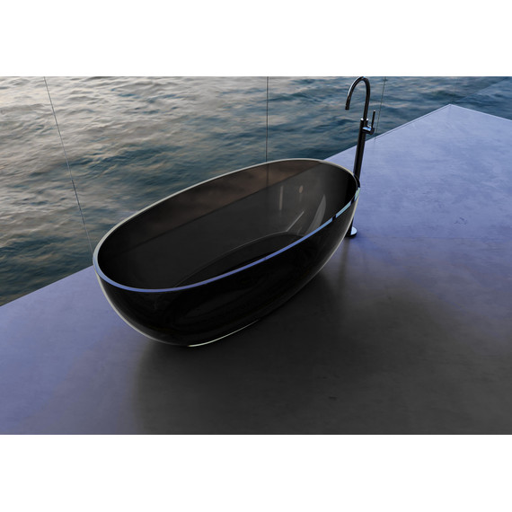 Ванна прозрачная Abber Kristall 170x75 см AT9703Onyx, чёрный фото 4