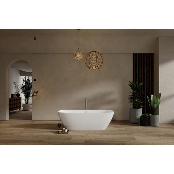 Ванна каменная Abber Stein 165x70 см AS9632, белый матовый фото 8