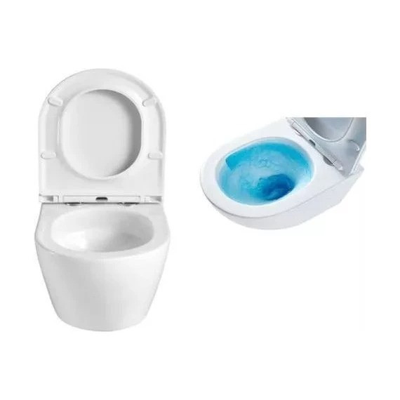 Инсталляция с подвесным унитазом комплект: Grohe Solido 38811KF0 с подвесным безободковым унитазом Azario Grado AZ-0046-UQ3 сиденье микролифт, крепление, кнопка смыва чёрная матовая (Система смыва Торнадо) фото 3