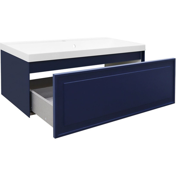 Тумба подвесная с раковиной Azario Belloni 100 см CS00098076, синий фото 5