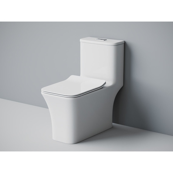 Унитаз-моноблок безободковый EvaGold EG050003 с тонкой крышкой микролифт -  Унитаз-моноблок безободковый EvaGold EG050003 с тонкой крышкой микролифт фото