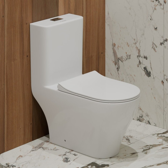 Унитаз-моноблок безободковый EvaGold EG050033 с тонкой крышкой микролифт -  Унитаз-моноблок безободковый EvaGold EG050033 с тонкой крышкой микролифт фото