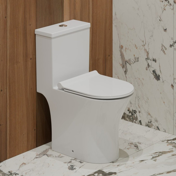 Унитаз-моноблок безободковый EvaGold EG050034 с тонкой крышкой микролифт фото 