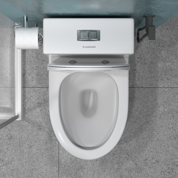Унитаз-моноблок безободковый EvaGold EG060001 с тонкой крышкой микролифт, белый с декором - 7 Унитаз-моноблок безободковый EvaGold EG060001 с тонкой крышкой микролифт, белый с декором фото 7