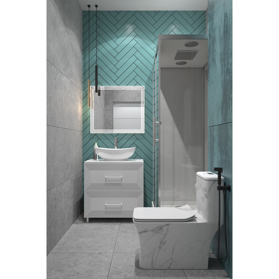 Унитаз-моноблок безободковый EvaGold EG060002 с тонкой крышкой микролифт, белый с декором - 2 Унитаз-моноблок безободковый EvaGold EG060002 с тонкой крышкой микролифт, белый с декором фото 2