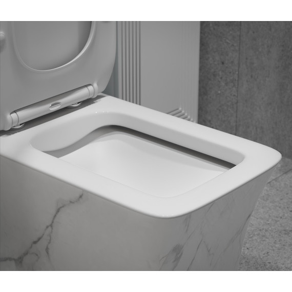 Унитаз-моноблок безободковый EvaGold EG060002 с тонкой крышкой микролифт, белый с декором - 8 Унитаз-моноблок безободковый EvaGold EG060002 с тонкой крышкой микролифт, белый с декором фото 8