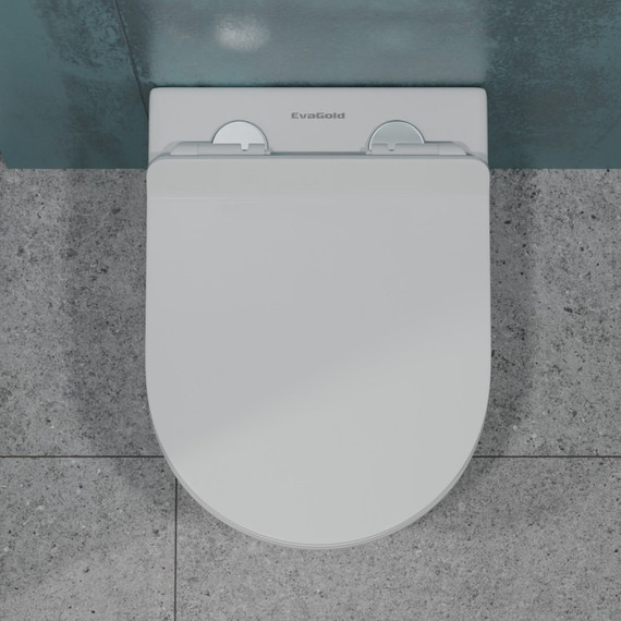 Унитаз подвесной безободковый EvaGold EG070001 с тонкой крышкой микролифт - 7 Унитаз подвесной безободковый EvaGold EG070001 с тонкой крышкой микролифт фото 7