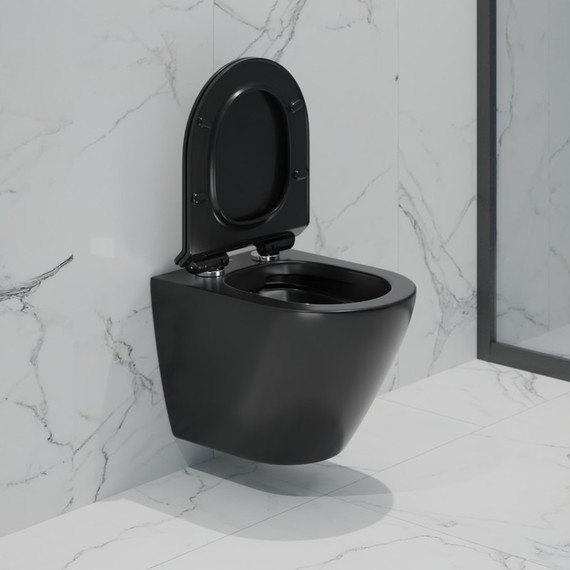 Унитаз подвесной безободковый EvaGold EG070003 с тонкой крышкой микролифт, чёрный матовый - 2 Унитаз подвесной безободковый EvaGold EG070003 с тонкой крышкой микролифт, чёрный матовый фото 2