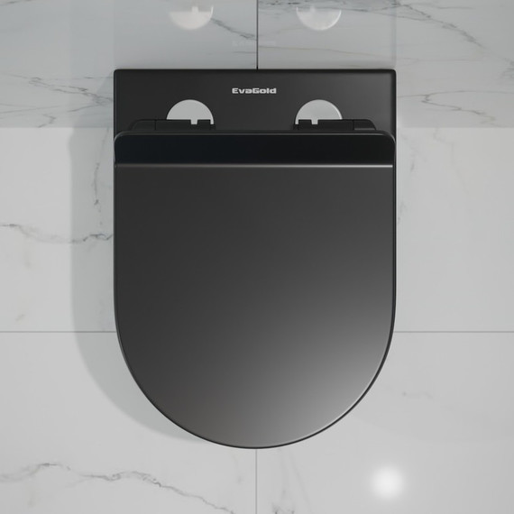 Унитаз подвесной безободковый EvaGold EG070003 с тонкой крышкой микролифт, чёрный матовый - 6 Унитаз подвесной безободковый EvaGold EG070003 с тонкой крышкой микролифт, чёрный матовый фото 6
