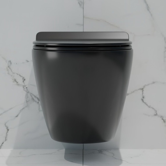 Унитаз подвесной безободковый EvaGold EG070003 с тонкой крышкой микролифт, чёрный матовый - 7 Унитаз подвесной безободковый EvaGold EG070003 с тонкой крышкой микролифт, чёрный матовый фото 7