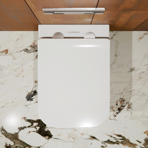 Унитаз подвесной безободковый EvaGold EG070006 с тонкой крышкой микролифт - 3 Унитаз подвесной безободковый EvaGold EG070006 с тонкой крышкой микролифт фото 3