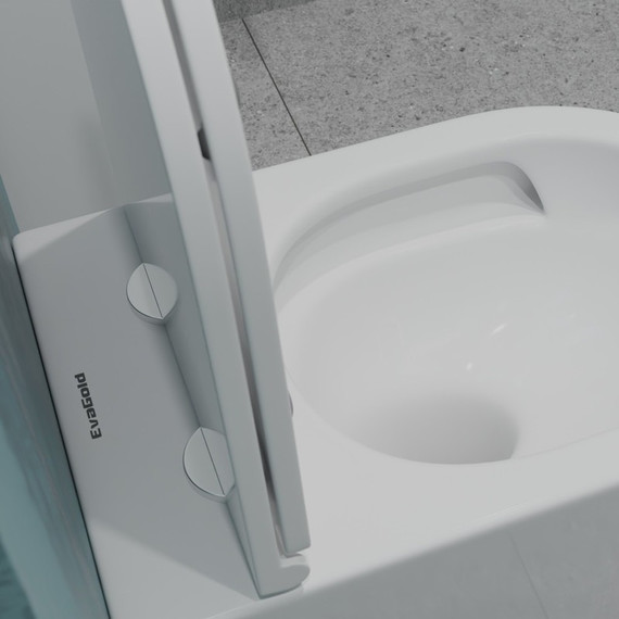 Унитаз подвесной безободковый EvaGold EG070007 с тонкой крышкой микролифт - 2 Унитаз подвесной безободковый EvaGold EG070007 с тонкой крышкой микролифт фото 2