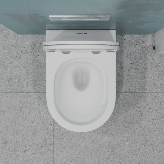Унитаз подвесной безободковый EvaGold EG070007 с тонкой крышкой микролифт - 4 Унитаз подвесной безободковый EvaGold EG070007 с тонкой крышкой микролифт фото 4