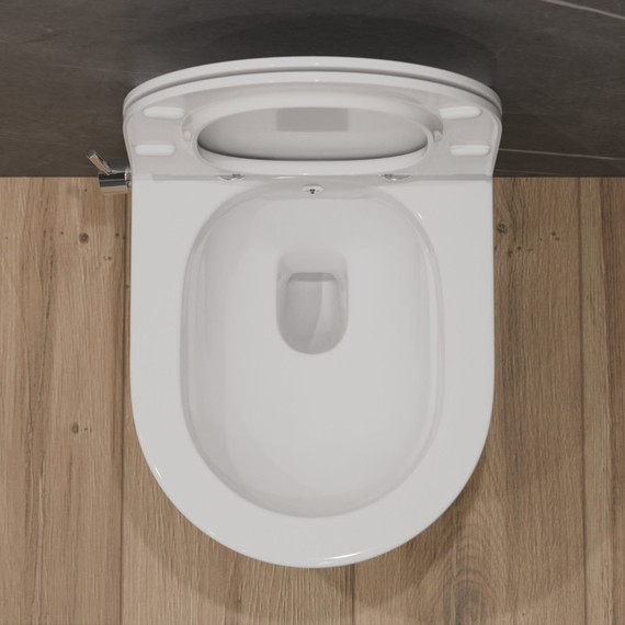 Унитаз-биде подвесной безободковый EvaGold EG070012 с тонкой крышкой микролифт - 6 Унитаз-биде подвесной безободковый EvaGold EG070012 с тонкой крышкой микролифт фото 6