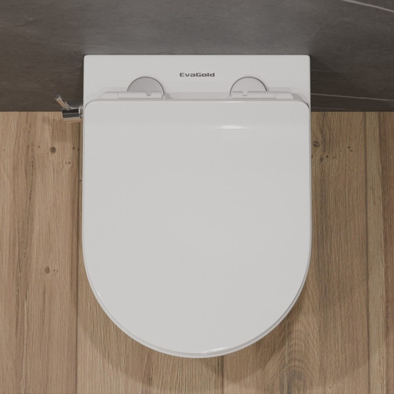 Унитаз-биде подвесной безободковый EvaGold EG070012 с тонкой крышкой микролифт - 7 Унитаз-биде подвесной безободковый EvaGold EG070012 с тонкой крышкой микролифт фото 7