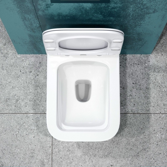 Унитаз подвесной безободковый EvaGold EG070018 с тонкой крышкой микролифт, белый мрамор - 4 Унитаз подвесной безободковый EvaGold EG070018 с тонкой крышкой микролифт, белый мрамор фото 4