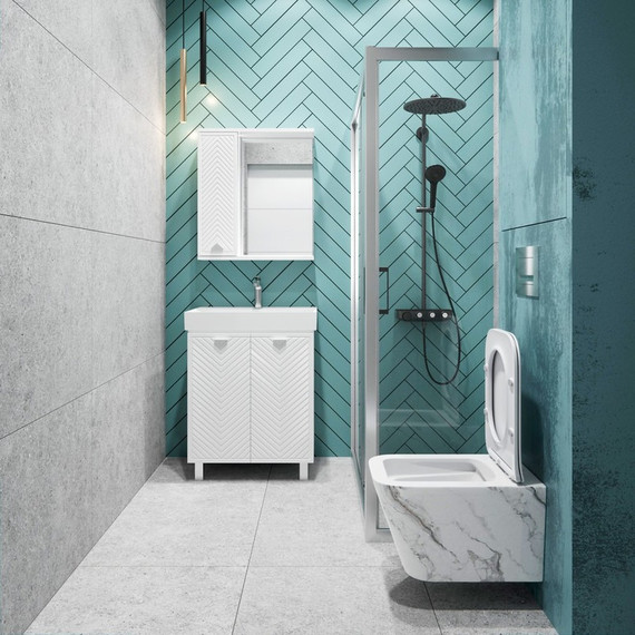 Унитаз подвесной безободковый EvaGold EG070018 с тонкой крышкой микролифт, белый мрамор - 7 Унитаз подвесной безободковый EvaGold EG070018 с тонкой крышкой микролифт, белый мрамор фото 7