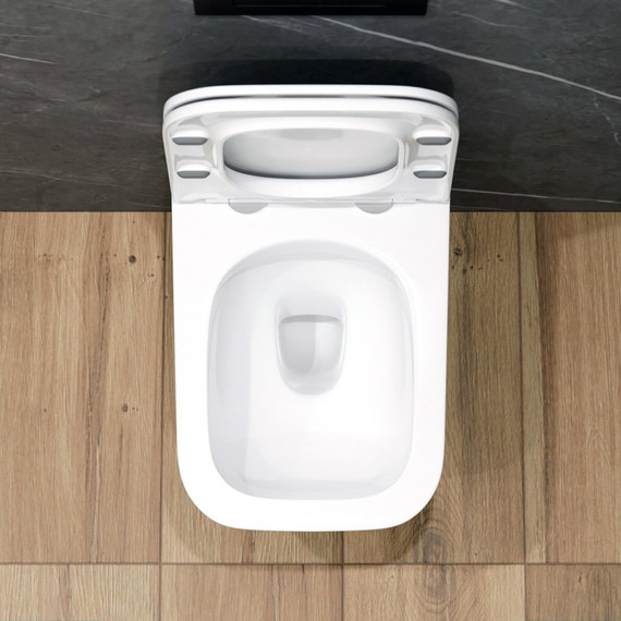 Унитаз подвесной безободковый EvaGold EG070043 с тонкой крышкой микролифт - 5 Унитаз подвесной безободковый EvaGold EG070043 с тонкой крышкой микролифт фото 5