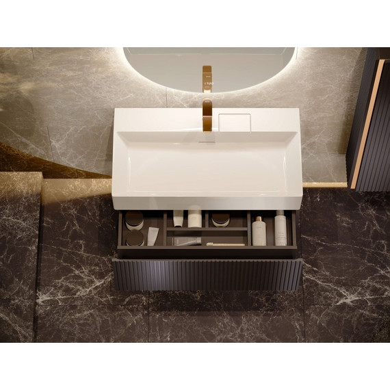 Тумба подвесная с раковиной Jorno Filoro 90 см Fil.01.90/P/A/JR, антрацит фото 9