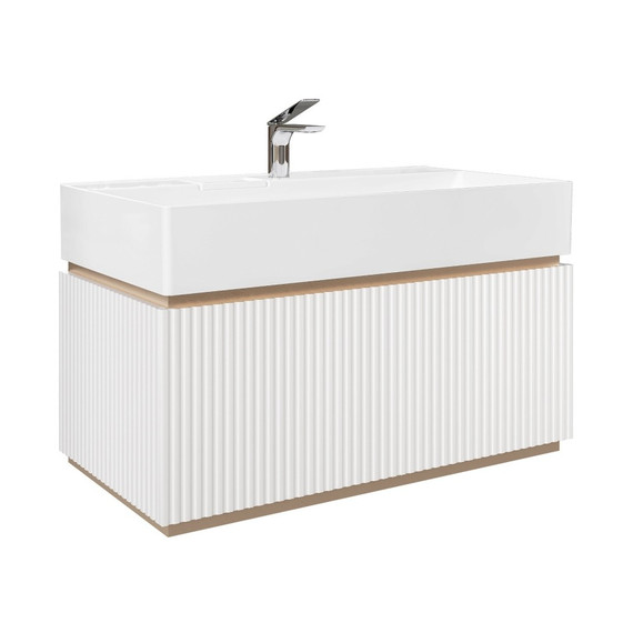 Тумба подвесная с раковиной Jorno Filoro 90 см Fil.01.90/P/W/JR, белый фото 